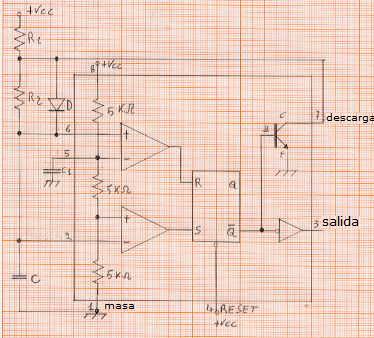 Il diodo D cortocircuita R2 durante la carica del condensatore C